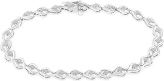 House of Brilliance 925 Sterling Silver 1/2 Cttw Rose Cut Diamond Almond Shape Link Tennis Bracelet