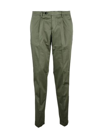 Michael Coal Cotton Stretch Trousers with Front Pleats