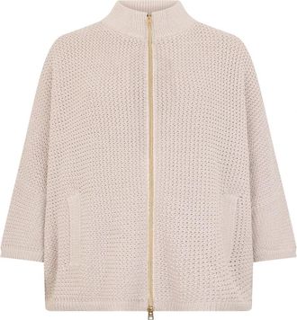 Herno Zip-throughs, female, Beige, Size: M Sand color cardigan elegant and versatile for every occasion