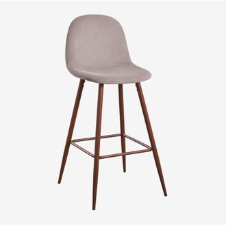Sklum Sklum - Sgabello alto Glamm in velluto Grigio Talpa Legno scuro