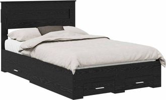 vidaXL Bed Frame with Headboard Black Oak 120 x 190 cm Engineered Wood vidaXL