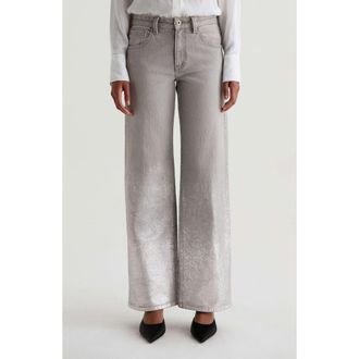 AG - Adriano Goldschmied Adria Embellished Low Rise Baggy Wide Leg Jeans in Silver Myst at Nordstrom Rack, Size 27