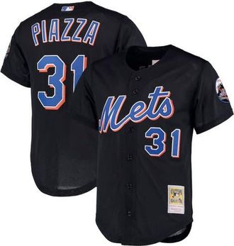 Mitchell & Ness Mens Mitchell & Ness Mike Piazza Black New York Mets Big & Tall Cooperstown Collection Mesh Button-Up Jersey at Nordstrom, Size Xxx-Large