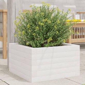 vidaXL Garden Planter White 40x40x23 cm Solid Wood Pine Vidaxl