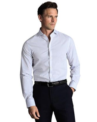 CHARLES TYRWHITT Non-Iron Stretch Poplin Check Shirt in Cornflower Blue at Nordstrom, Size 15.5 - 33