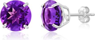 MAX + STONE 14k White Gold 9mm Round Cut Gemstone Stud Earrings