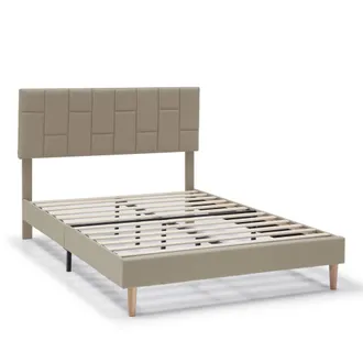 HOMN Estructura de cama tapizada de 30 cm, 90x190 cm, beige