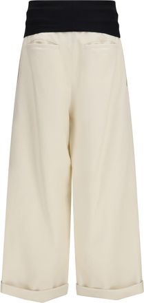 Darkpark Womens Wide-Leg Pants Wendy White-Black Cotton Trousers White/black