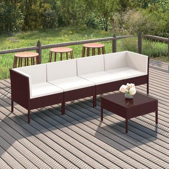 vidaXL 5 Pcs Garden Lounge Set Con Coj&iacute;n Mimbre Pe Brown
