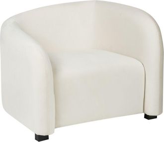 Beliani Sill&oacute;n Moderno Elegante De Terciopelo Respaldo Curvo Con Reposabrazos Tapizado Blanco Crema Veltada