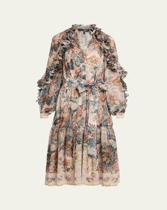 Kobi Halperin Amanda Floral-Print Ruffle Midi Dress