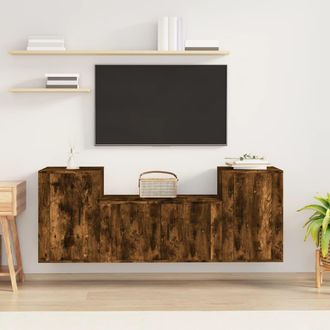 vidaXL Vidaxl - Set De Muebles De Tv 3 Pzas Madera Contrachapada Roble Ahumado