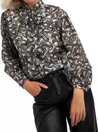 Esqualo Button Up Print Blouse In Bow Sparkling Nights