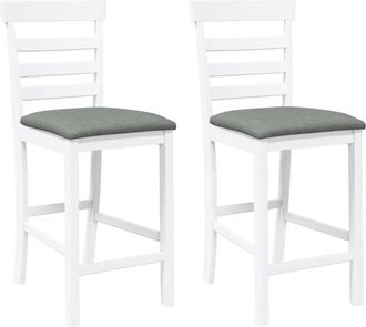 vidaXL Vidaxl - Taburetes de bar con cojines 2 uds madera maciza blanca caucho