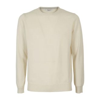 KANGRA Round-neck Knitwear, male, White, XL, Luxurious Cashmere Jumper