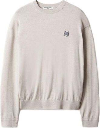 Maison Kitsun&eacute; Trui met ronde hals - Heren - Ronde hals truien - Beige - 2XL - Nylon - Truien & Vesten