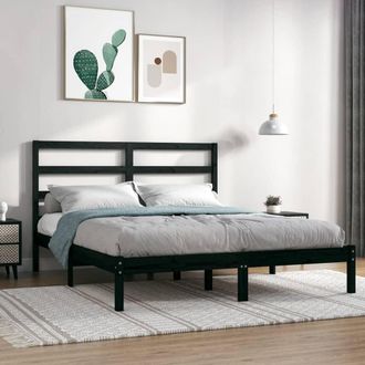 vidaXL Estructura De Cama De Madera Maciza De Pino Negra 140x190 Cm Vidaxl