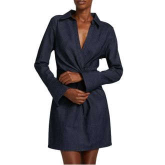 Cinq &agrave; Sept Womens Mckenna Twist-Front Denim Mini Dress In Indigo
