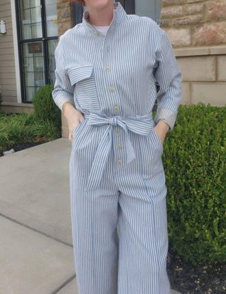 FRNCH Dominique Jumpsuit In Blue/white