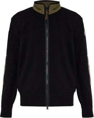 Moncler High-Neck Zip-Up Cardigan - Heren - Vesten - Zwart - L - Katoen - Truien & Vesten