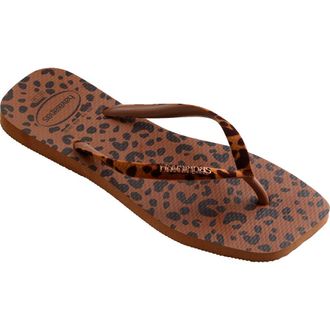 Havaianas Flocked Strap Flip Flop in Rust at Nordstrom, Size 7