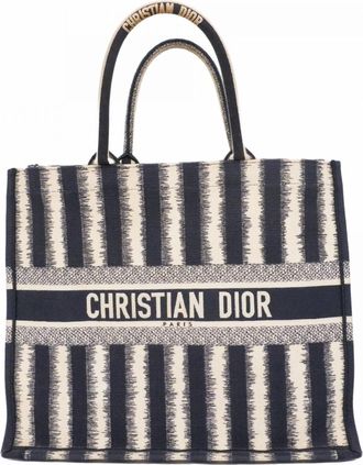 Dior Beige Navy Canvas Tote Bag (Pre-Owned)