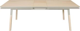 Mon Petit Meuble Français Mesa rectangular de madera de fresno maciza 120x80 cm con 1 extensión