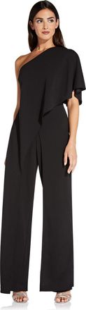 Adrianna Papell Womens One Shoulder Jumpsuit - Black - Size 12 UK