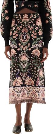 Farm Rio Marvelous Garden Knit Skirt - Dames - Midirokken - Veelkleurig - M - Rokken