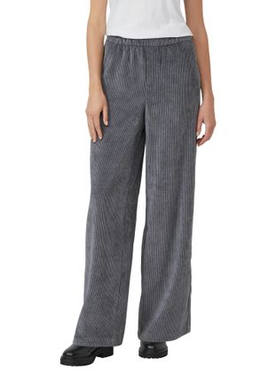 s.Oliver Cordhose S.OLIVER, Damen, Gr. 34, N-Gr, asphalt, Cord, Obermaterial: 86% Polyester, 13% Polyamid, 1% Elasthan, unifarben, relaxed fit lang, Hosen Cord