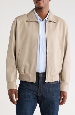 Frame Denim Leather Bomber Jacket in Dusty Beige at Nordstrom, Size X-Large