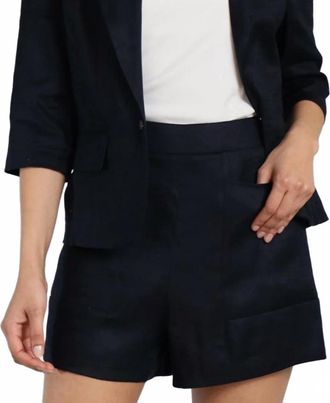 Lola & Sophie Stretch Linen Shorts In Black