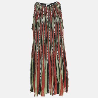 M Missoni Orange/green Alga And Bubble Knit A-Line Mini Dress
