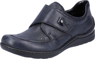 Rieker Klettschuh RIEKER, Damen, Gr. 36, blau (nachtblau), Lederimitat, Textil, Schuhe Klettschuh, mit dezentem Paisley-Muster