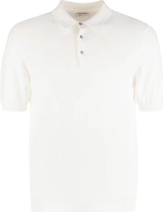 THE (ALPHABET) Het (Gebreide) Katoenen poloshirt - Heren - Polos - Wit - 2XL - Katoen - Tops