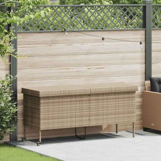 vidaXL Contenitore da Giardino con Ruote Beige 160x55x75 cm Polyrattan - Vidaxl