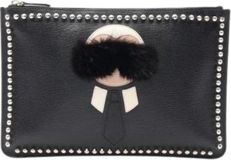 Fendi Pre-owned Leren Clutch Tas - Heren - Vintage Clutch - Zwart - ONE Size - Leer - Vintage