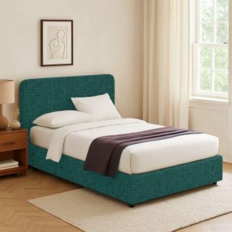 Dmora Cama Individual Reading, Desenfundable, Hecho En Italia, Verde Petr&oacute;leo