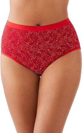 Wacoal Understated Cotton Blend Briefs in Equestrian Red Scattered Dots at Nordstrom, Size X-Large