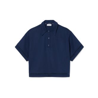 Lacoste Boxy Cropped Short-Sleeved Polo Shirt with Classic Collar