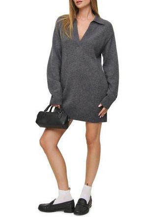 Reformation Maeve Long Sleeve Recycled Cashmere & Wool Blend Polo Sweater Minidress in Thunder at Nordstrom Rack, Size Small