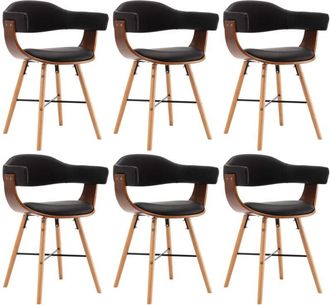 vidaXL Vidaxl - Sillas de comedor 6 uds cuero sintético y madera curvada negro
