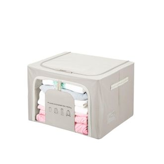 KASANOVA Scatola armadio 50x40x33 cm doppia cerniera e scritta tortora