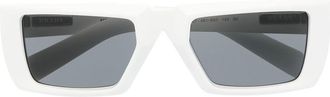 Prada logo-lettering rectangle-frame glasses - men - Acetate - 55 - White