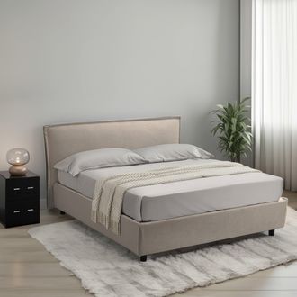 Dmora Cama Doble Bubbio, Cama Doble Desenfundable Con Almacenaje, Hecho En Italia, Tama&ntilde;o Colch&oacute;n 160x200 Cm, Gris Taupe Taupe