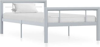 vidaXL Bed Frame without Mattress Grey and White Metal 90x200 cm Vidaxl