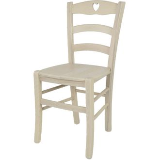 Tommychairs Tommychairs - Sedia modello Cuore per cucina bar e sala da pranzo, robusta struttura in legno di faggio verniciata in anilina bianca e seduta in legno