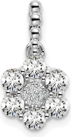 Diamond2Deal 14K White Gold Lab Grown Diamond Floral Pendant (0.62ct, VS, G-H)