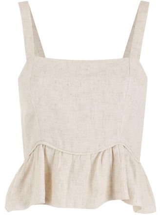 OLYMPIAH Belize peplum cropped top - women - Viscose/Organic Linen - 40 - 016 Cru