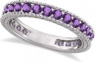 Allurez Amethyst Eternity Ring Anniversary Ring Band 14k White Gold (1.16ct)